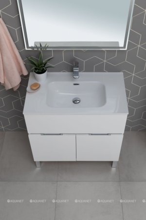 Тумба с раковиной Aquanet Алвита New 80 1 ящик, 2 дверцы, белый матовый 