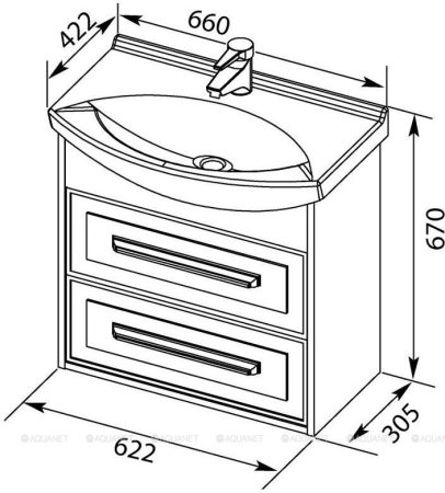 Тумба с раковиной Aquanet Остин 65 белый 