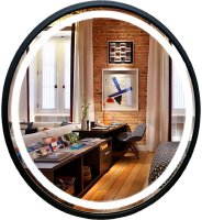 Зеркало Azario Манхэттен-лофт 70 LED-00002428 с подсветкой Черное с сенсорным выключателем