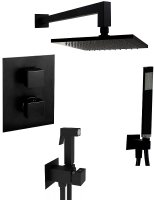 Душевой комплект Paffoni Elle KITZLEQ518NO/M с термостатом из душевой системы с гигиеническим душем Черный матовый