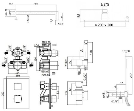 Душевой комплект Paffoni Elle KITZLEQ518NO/M с термостатом из душевой системы с гигиеническим душем Черный матовый 