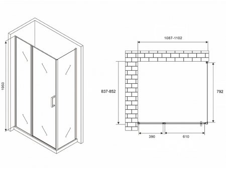 Душевой уголок Abber Sonnenstrand 110х85 AG04110MS-S85M профиль Хром стекло матовое 
