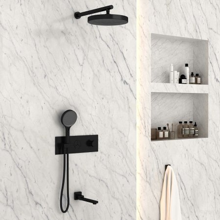 Душевая система Vincea Inspire VSFW-432TI2MB с термостатом Черная матовая 