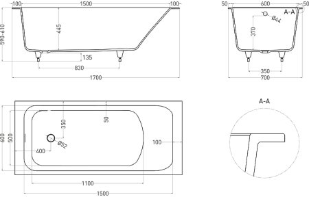 Ванна из искусственного камня Salini Orlanda 170х70 102011G Белая глянцевая 