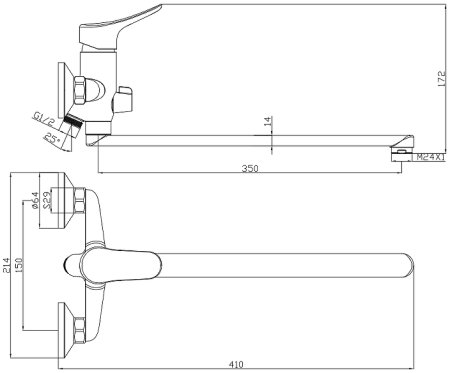 Смеситель для ванны Olive's Arriba 09221AR универсальный Хром 