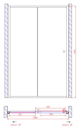 Душевая дверь в нишу Cezares Anima W BF1 130 C Cr + душевой трап 