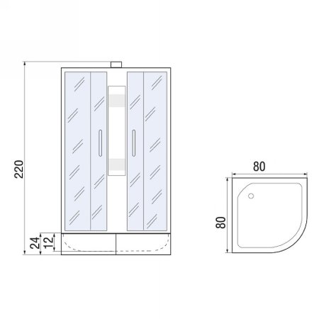 Душевая кабина River Nara Light XL 80x80 МТ Б/К 10000006218 без гидромассажа 
