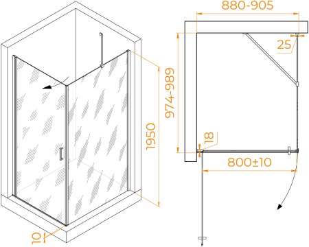 Душевой уголок RGW LE-034 (LE-003 + Z-14) 900x1000 