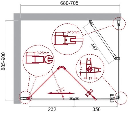 Душевой уголок BelBagno Albano 70х90 ALBANO-ASH-1-70/90-C-Cr профиль Хром стекло прозрачное 