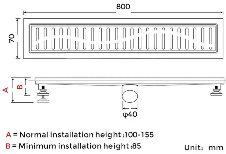Душевой лоток Gappo G88007-36 с Черной матовой решеткой 