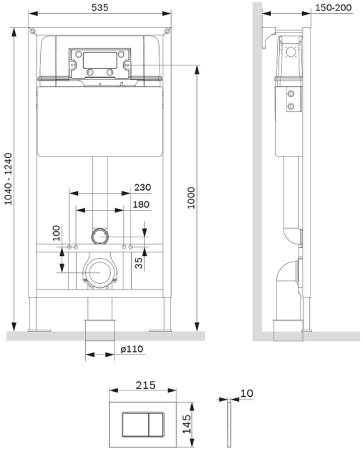 Инсталляция AM.PM Pro С I012707.0251 для унитаза с клавишей смыва Хром глянцевый 