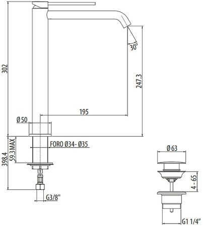 Смеситель для раковины Gattoni Circle Two 9148/91C0 Хром 