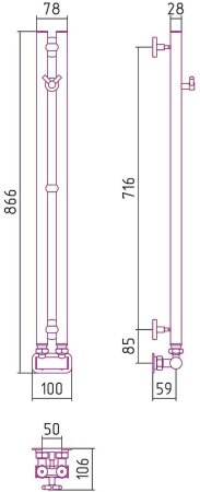 Водяной полотенцесушитель Сунержа Нюанс EU50+ 840х50 30-0212-0840 Белый матовый 