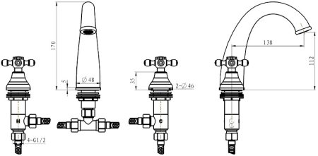 Смеситель для раковины Boheme Royal Cristal 317-Royal/CRST Бронза 