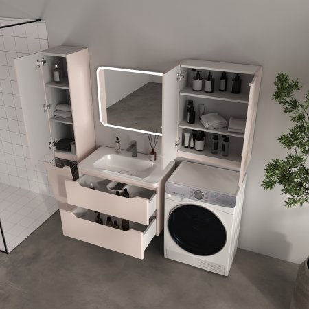 Тумба подвесная STYLE LINE "Марелла 80" (2 ящ.) Люкс Плюс антискрейтч карамель с раковиной Марелла Люкс 800х400 