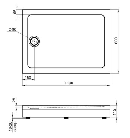 Экран для поддона Bas Олимпик 110x80 NEW 