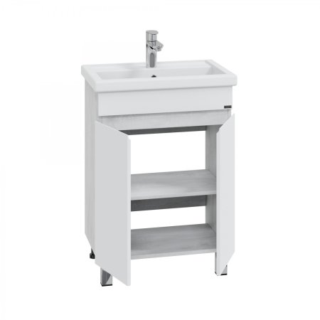 Тумба для ванной СаНта Марс 60 светлая с умывальником Фостер 60 