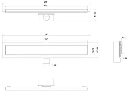 Душевой лоток ALMAes Laguna 70 LG70WH с Белой решеткой 