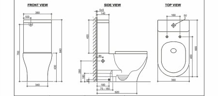 Унитаз компакт Black&White Universe 7792W с бачком и сиденьем Микролифт 