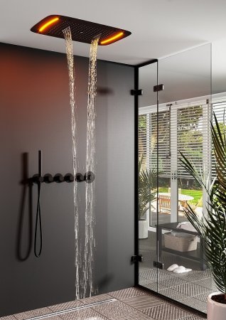 Душевая система Timo Saona SX-2319/03SM с термостатом Черная 