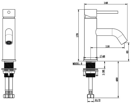 Смеситель для раковины Bronze de Luxe Scandi 1451B Черный матовый 