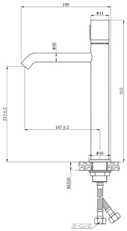 Смеситель для раковины Bronze de Luxe Focus 24615BG Черный матовый 