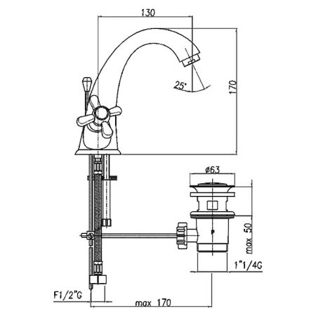 Смеситель для раковины Webert Armony AM700102060 медь 