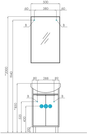 Зеркало Aquaton Рико 50 1A216302RI010 Белое 