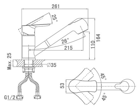 Смеситель для кухонной мойки D&K Reisling Rhein DA1272501 с вытяжной лейкой 