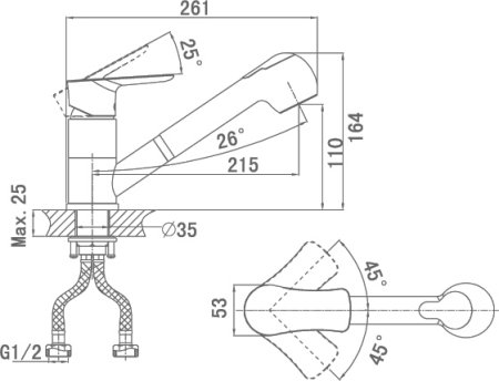 Смеситель для кухонной мойки D&K Reisling Rhein DA1272501 с вытяжной лейкой 