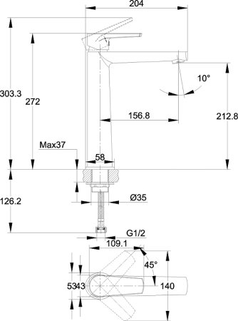 Смеситель для раковины Cersanit Moduo 64095 Хром 