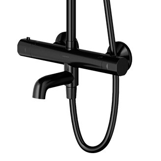 Душевая стойка Omnires Y Y1234ALBL с термостатом, черный полуматовый 