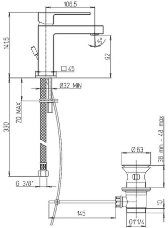 Смеситель для раковины Paini Dax-R 84CR211LRS Хром 
