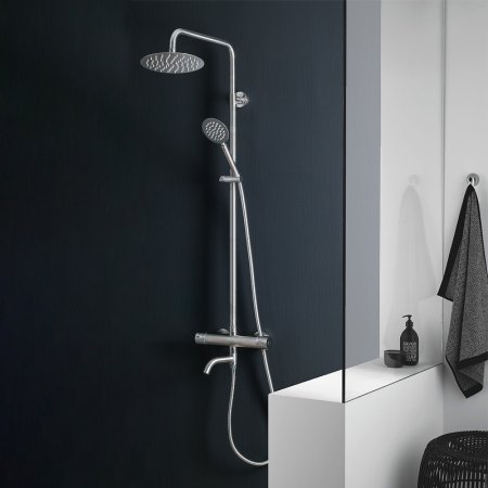 Душевая система Melana Stello F610307-T с термостатом Сатин 