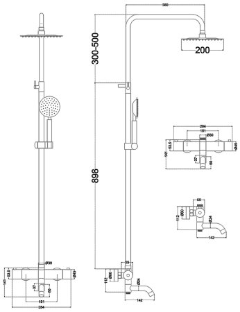 Душевая система Melana Stello F610307-T с термостатом Сатин 
