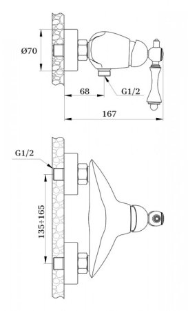 Cмеситель для душа GANZER SEVERIN GZ77052E GOLD 