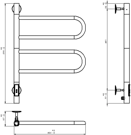 Полотенцесушитель электрический Vincea VTD-1R1CE 44x60 хром 