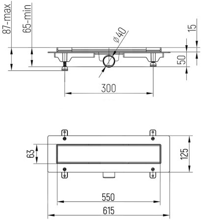 Душевой лоток Paini Klasik 550 CH550KN с решеткой под плитку 