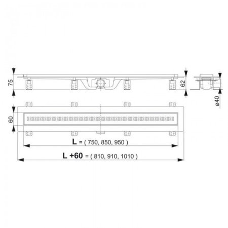 Трап желоб AlcaPlast APZ-9 (750мм) Хром 