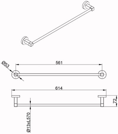 Полотенцедержатель Azario Nessy AZ-73101 Хром 