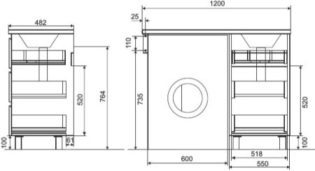Тумба с раковиной Эстет Dallas Luxe 120 напольная, 3 ящика, R 