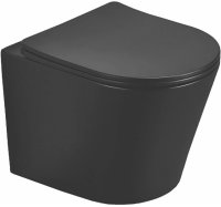 Унитаз Azario Teramo AZ-053E-R-MB SP подвесной Черный матовый с сиденьем Микролифт Унитаз Azario Teramo AZ-053E-R-MB SP подвесной Черный матовый с сиденьем Микролифт