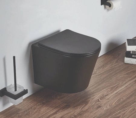 Унитаз Azario Teramo AZ-053E-R-MB SP подвесной Черный матовый с сиденьем Микролифт 