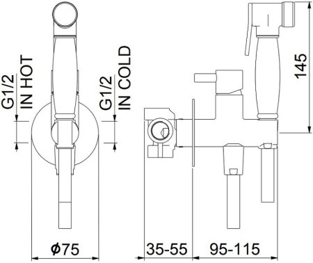 Гигиенический душ со смесителем Webert Elio EL870301345 Никель матовый 