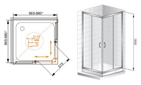 Душевой уголок Cezares Pratico A2 90 P Cr 