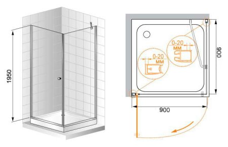 Душевой уголок Cezares Elena A1 90 P Cr L 