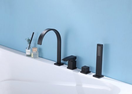 Смеситель на борт ванны Abber Wasserfall AF8613B Черный матовый 