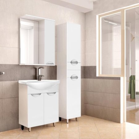 Зеркало со шкафом Style Line Жасмин 60 С с подсветкой Белый глянец 