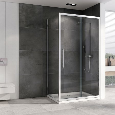 Душевой уголок Abber Schwarzer Diamant 150x90 AG30150H-S90 профиль Хром стекло прозрачное 