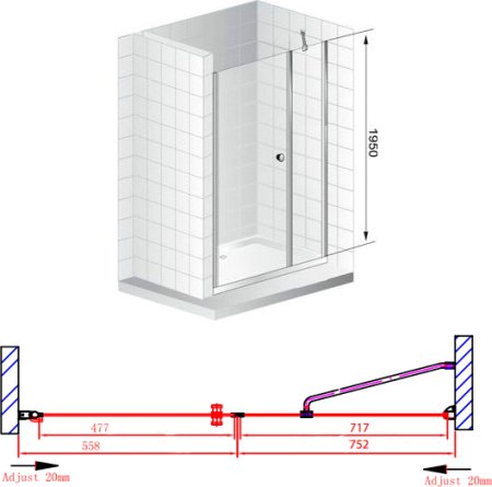Душевая дверь в нишу Cezares Elena W B11 80/60 C Cr 
